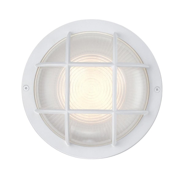 Westinghouse Fixture Wall Outdoor LED Dimmable 12W Round Sconce, Textured White White Glass 6113900 - main